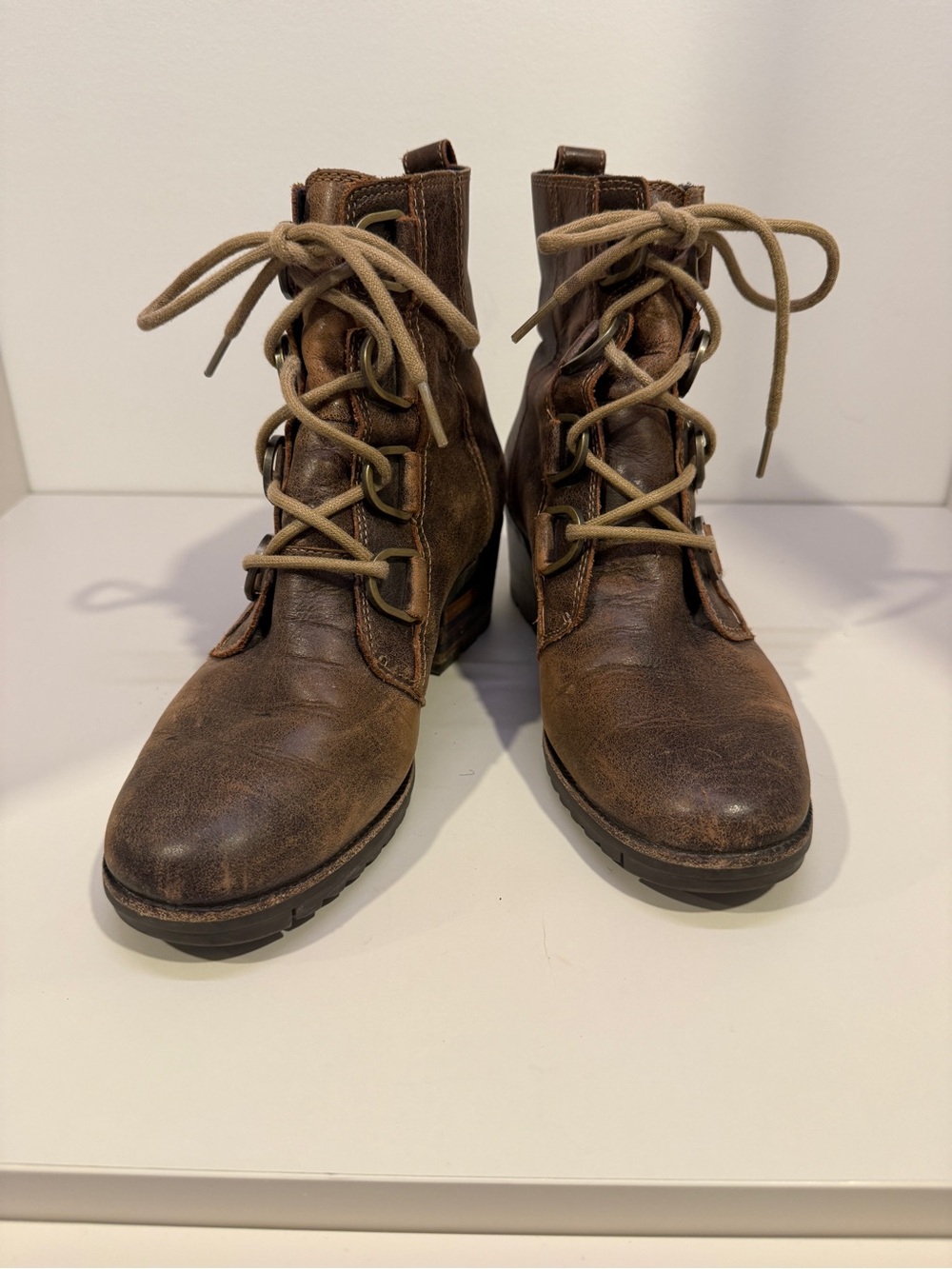 Sorel Brown Leather Lace-Up Ankle Boots